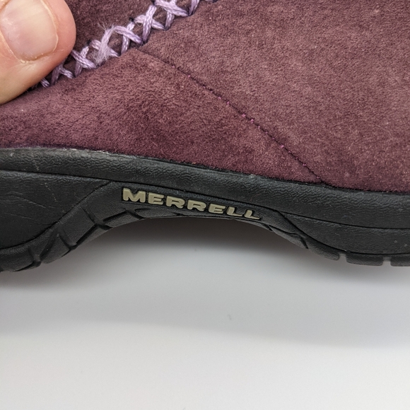 Merrell Women's Suede Dark Purple Clogs Shoes Size 8 - Picture 5 of 8